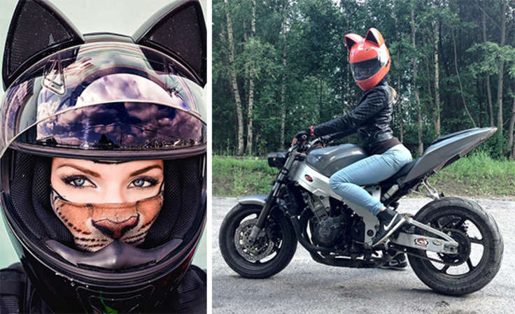  Casco De Moto Mujer con Orejas De Gato Cascos Moto
