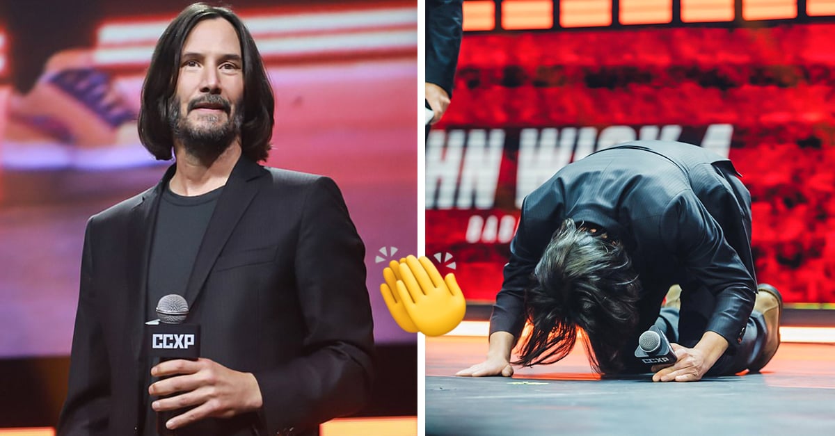 Keanu Reeves se arrodilla para agradecer a su público